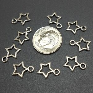 12pcs Small Star Charms Silver Tone Metal‎